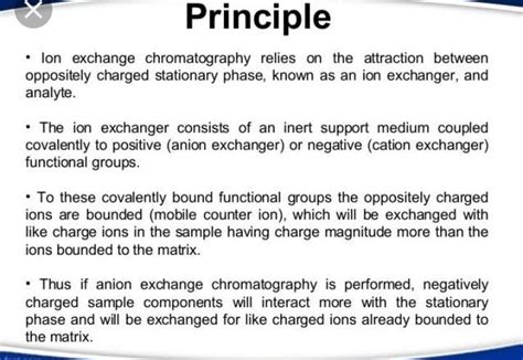 Explain the principle and procedure of ion-exchange chromatography - Brainly.in