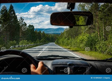 View of the Road through the Front Window of the Car Stock Image - Image of wheel, driving ...