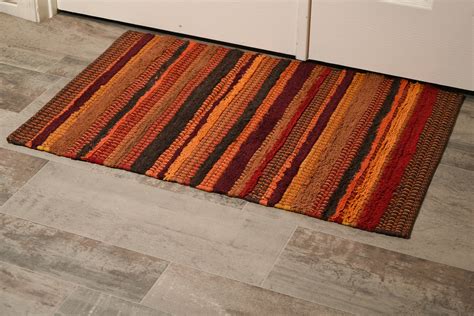 Burgundy Red Cotton Striped Door mat Rug Indoor - 2x3' Entrance ...