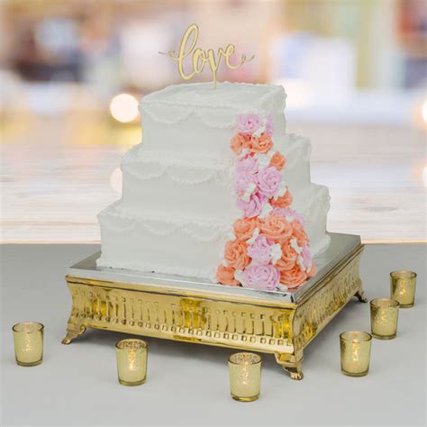 Gold Contemporary Cake Stand - Square 18" - Grand Event Rentals