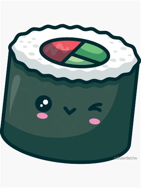 "Sushi Roll Wink" Sticker for Sale by edwardecho | Sushi drawing, Sushi ...