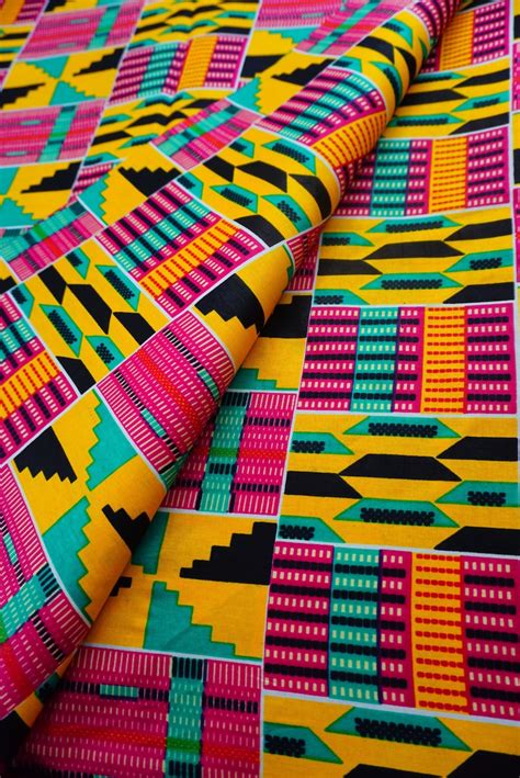 Pink African Kente Print Fabric by the Yard Kente Cloth 100% | Etsy