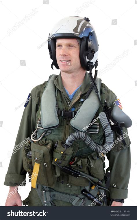 U.S. Navy Fighter Pilot In Full Gear By His Jet, I Stock Photo 31187161 ...