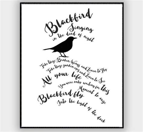 Blackbird - The Beatles Lyrics Poster – musicposters Music Lyrics Art ...