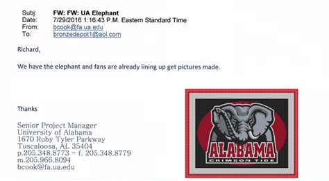 Bronze Elephant Mascot University Alabama Reference