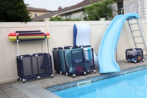 Essentially Yours Pool Organizer Storage Bin Holds Pool Floats Toys Balls and Equipment Large ...