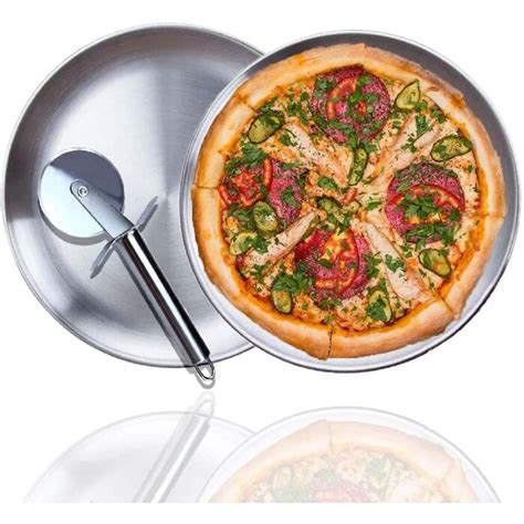 lameishuju 10 Inch Dinner Plates, 18/8 Stainless Steel Pizza Pan And ...