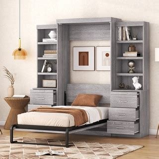 Twin Size Murphy Bed with Storage Shelves and Drawers - Bed Bath ...