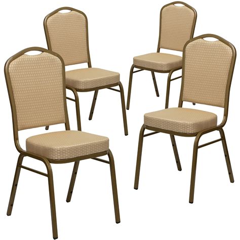 4 Pack - Crown Back Stacking Banquet Chair With Gold Frame - Walmart.com