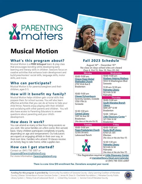 Musical Motion Fall 2023 Schedule | Parenting Matters