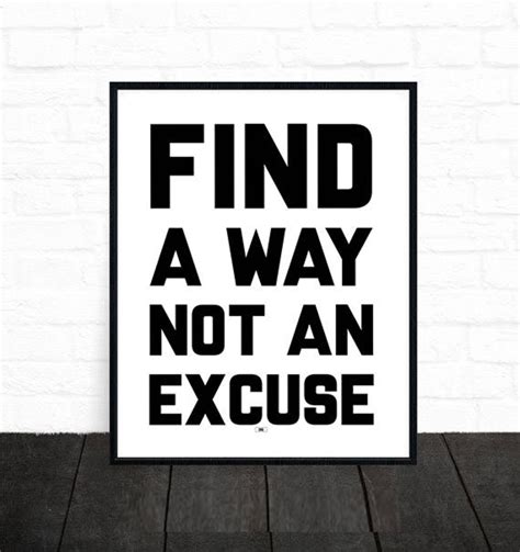 No Excuses Motivational Quote Print Motivation Poster | Etsy