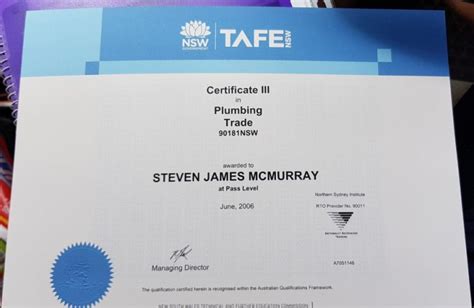 Qualifications & Certificates - McMurray Plumbing