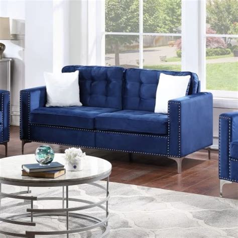 Velvet Sofa 11531 VELVET BLUE SOFA | | 7 Day Furniture | Uph - Stationary Sofas