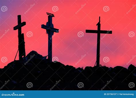 Three Holy Crosses In Sunrise Royalty Free Stock Photography - Image ...