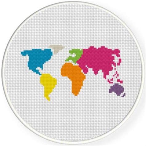 World Map Cross Stitch Illustration Cross Stitching, Cross Stitch Embroidery, Embroidery ...