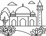 Mosque coloring Pages Outline Minaret And Dome mosque On White  sketch template
