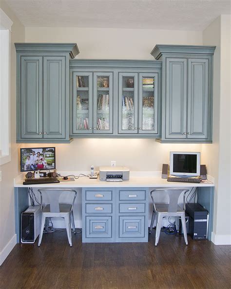 Built in desk for the study | Home office design, Built in desk, Hanging cabinet