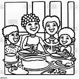 African American Family Thanksgiving Dinner Coloring Page · Creative  sketch template
