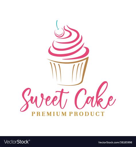 Sweet cake logo shop design Royalty Free Vector Image