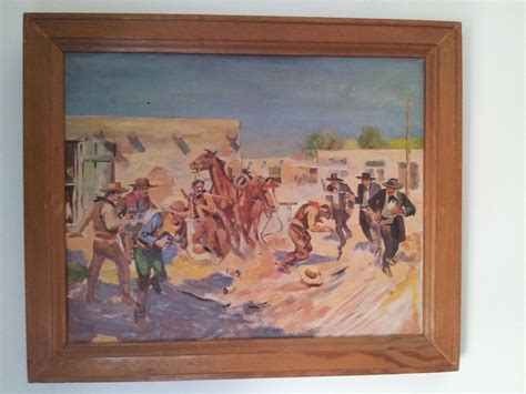 Original Wyatt Earp Gunfight at OK Corral Painting By Nick Eggenhofer? 20x23! | #1814224279