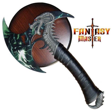 Fire Breathing Dragon Fantasy Axe W/ Plaque - Green-FMT-041G