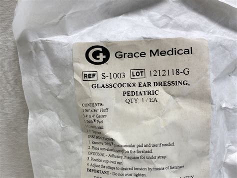 P/N S-1003: For Sale GRACE MEDICAL Glasscock Ear Dressing Pediatric S-1003 Exp 2021-12 (N5 ...