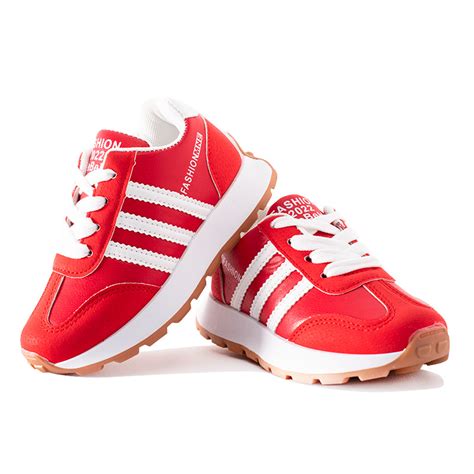 Kids Striped Pattern Colorblock Lace Up Sneakers - Red • Shop Online in ...