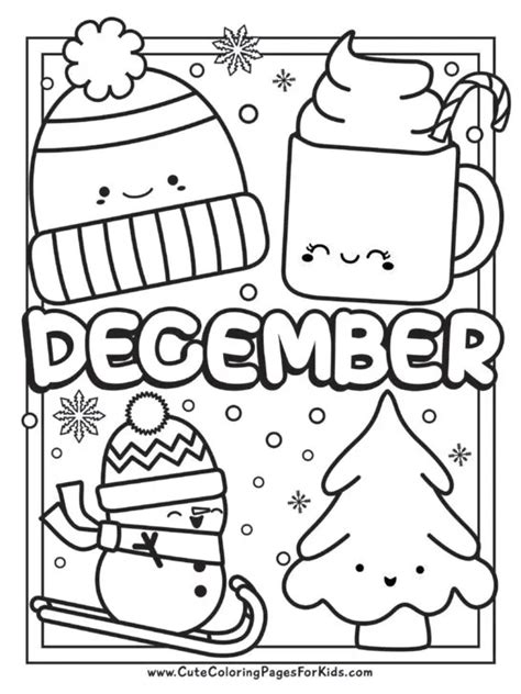 December Coloring Pages: 4 Free Printable Coloring Sheets - Cute ...