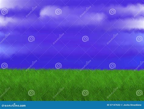 Green grass and sky stock illustration. Illustration of green - 57147632