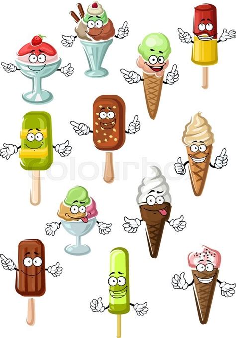 Colorful cartoon ice cream characters ... | Stock vector | Colourbox