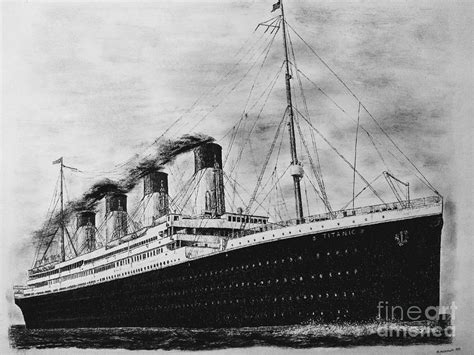 Titanic in black and white Drawing by Michael McCormack - Pixels