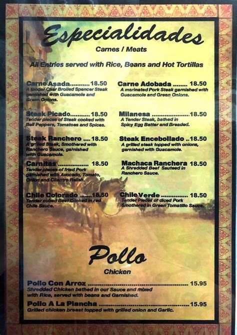 La Barca Restaurant menu in Los Angeles, California, USA