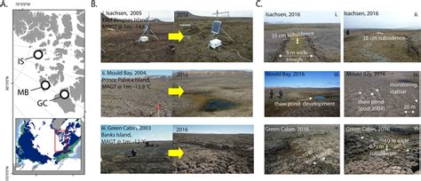 (a) Map of the study area showing permafrost monitoring site locations.... | Download Scientific ...