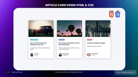 Article Cards using HTML and CSS » Coding Torque