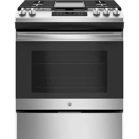 GE 5.3 cu. ft. Slide-In Gas Range with Steam Clean Oven in Stainless Steel-JGSS66SELSS - The ...