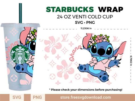 Stitch Louis Vuitton Starbucks Wrap SVG (FSD-B46) - Store Free SVG Download | Starbucks cup ...