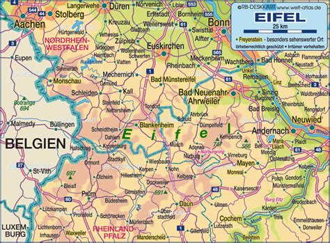 Map of Eifel (Region in Germany) | Welt-Atlas.de