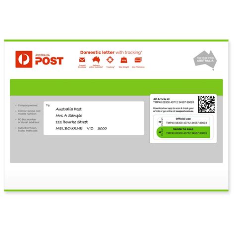 Domestic Letter with Tracking Prepaid Envelope Medium – 10 Pack