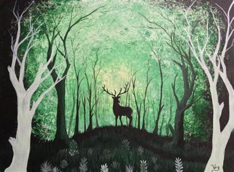 Glow in the Dark Art Deer Forest Original Painting 2 in 1 Deer - Etsy ...