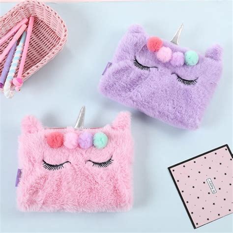 Cute Gift For Girls - Fluffy Unicorn Pencil Case Cosmetic Bag | Unilovers