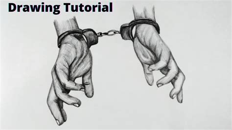 how to draw handcuffs hands very easy pencil drawing - step by step tutorial - YouTube