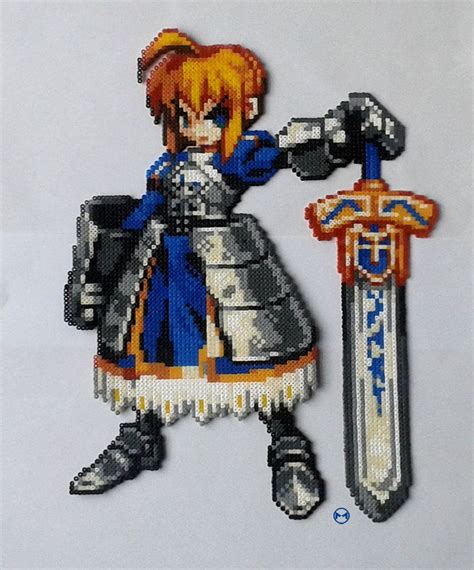 Saber - Fate stay night by Cupile | Pixel art, Perler bead art, Hama beads