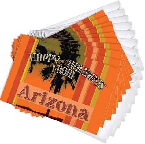 Arizona Palm Tree Holiday Christmas Boxed Greeting Cards | 10 Pack Set ...