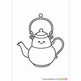 Lovely teapot  coloring Page For Kids SmartKidWorld sketch template