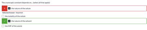 Solved The cryoscopic constant depends on... (select all | Chegg.com