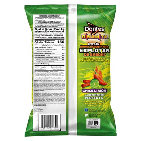 Doritos Dinamita Chile Limon Rolled Tortilla Chips 10.75oz : Snacks fast delivery by App or Online