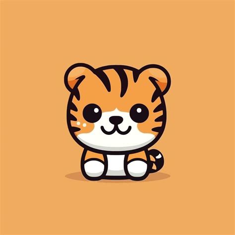 linda kawaii Tigre chibi mascota vector dibujos animados estilo ...