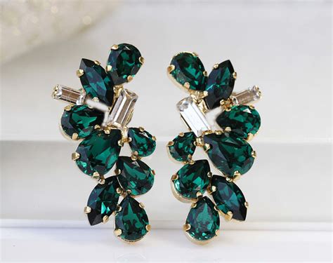 EMERALD EARRINGS | Swarovski Crystal Earrings | Emerald Jewelry ...