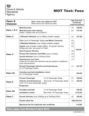 Mot Fees Poster - Fill Online, Printable, Fillable, Blank | pdfFiller