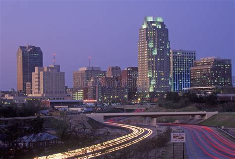 Skyline of Raleigh, NC at Night Editorial Stock Photo - Image of architecture, headlight: 52270628